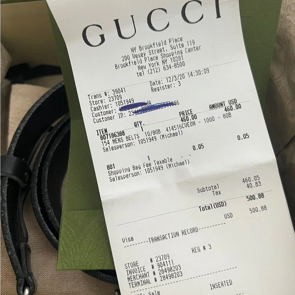 Gucci GG Marmont Mens black leather belt 💯 Authentic - Picture 8 of 9